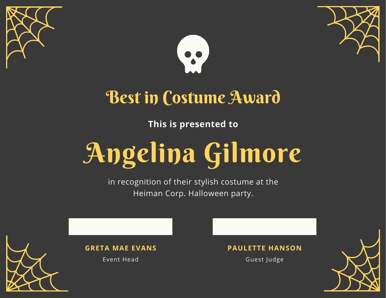 Best Costume Certificate Printable Free