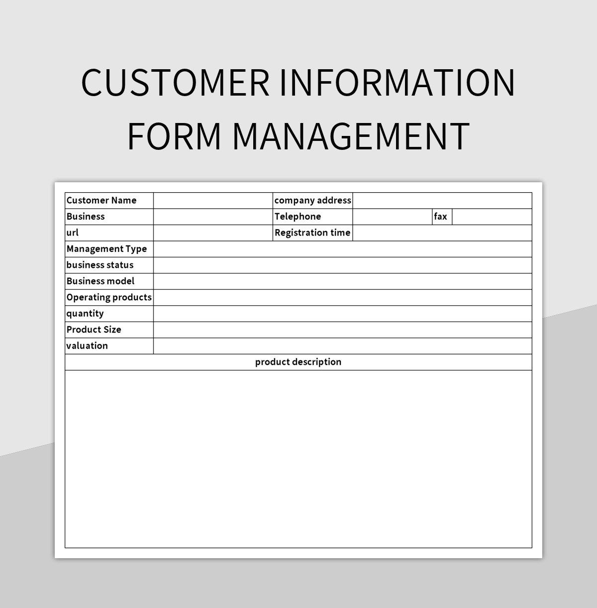 Free Printable Customer Information Form