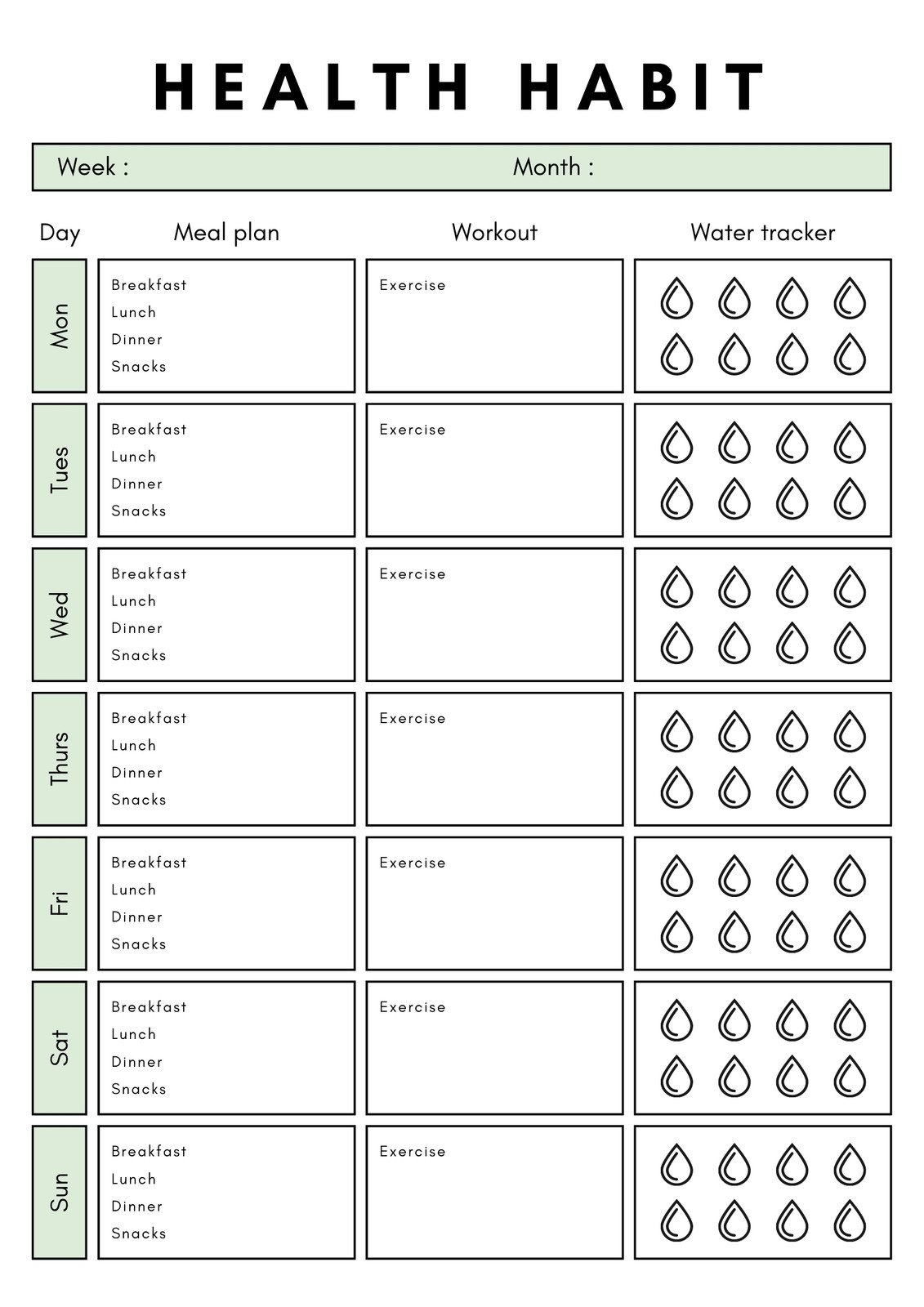 Free Customizable Health Planner Templates Canva