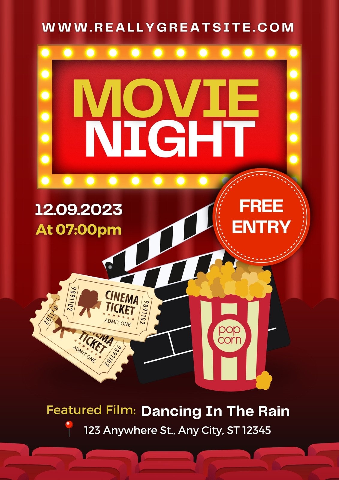 Free Customizable Movie Night Poster Templates Canva