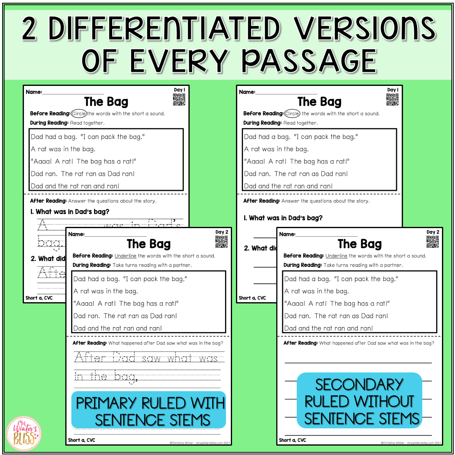 FREE Decodable Passages With Comprehension Questions Lead In Literacy Resources For Kindergarten 1st 2nd Grade