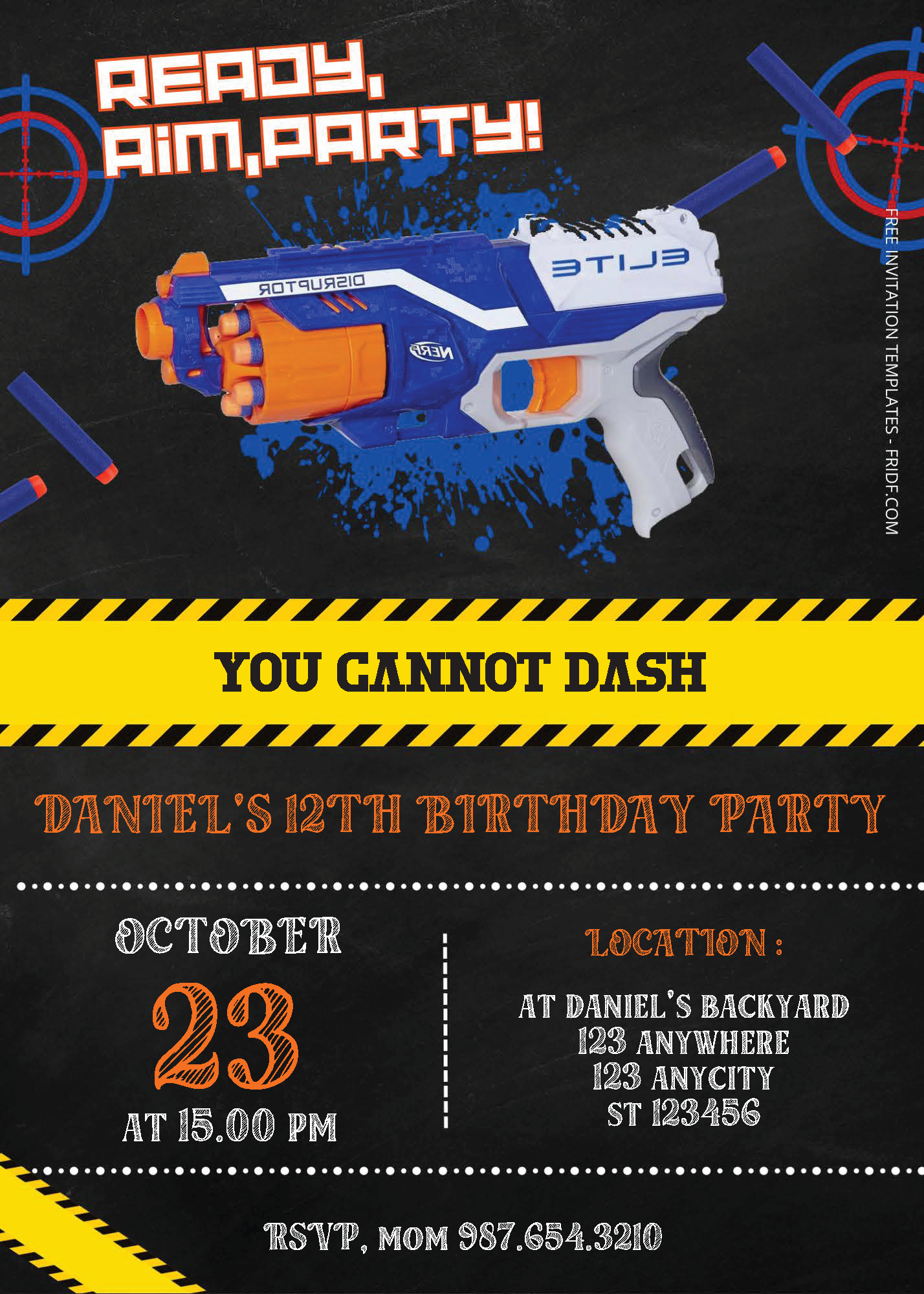 Free Editable PDF Nerf Gun Birthday Invitation Templates