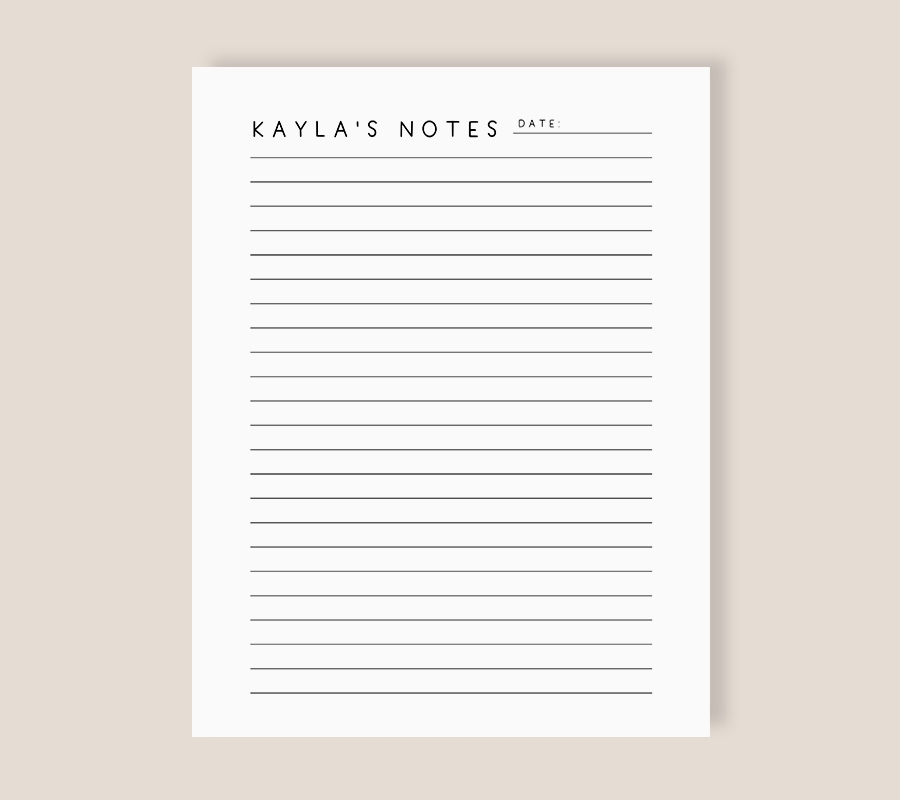 Free Printable Page For Notes