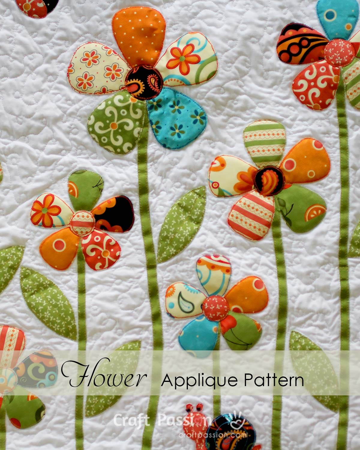 Free Flower Applique Pattern With Leaf Stem Craft Passion