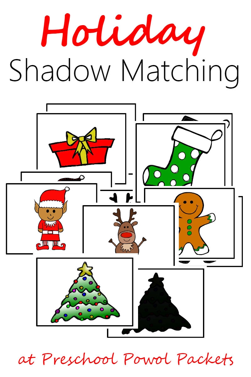 FREE Holiday Shadow Matching Preschool Printable Preschool Powol Packets