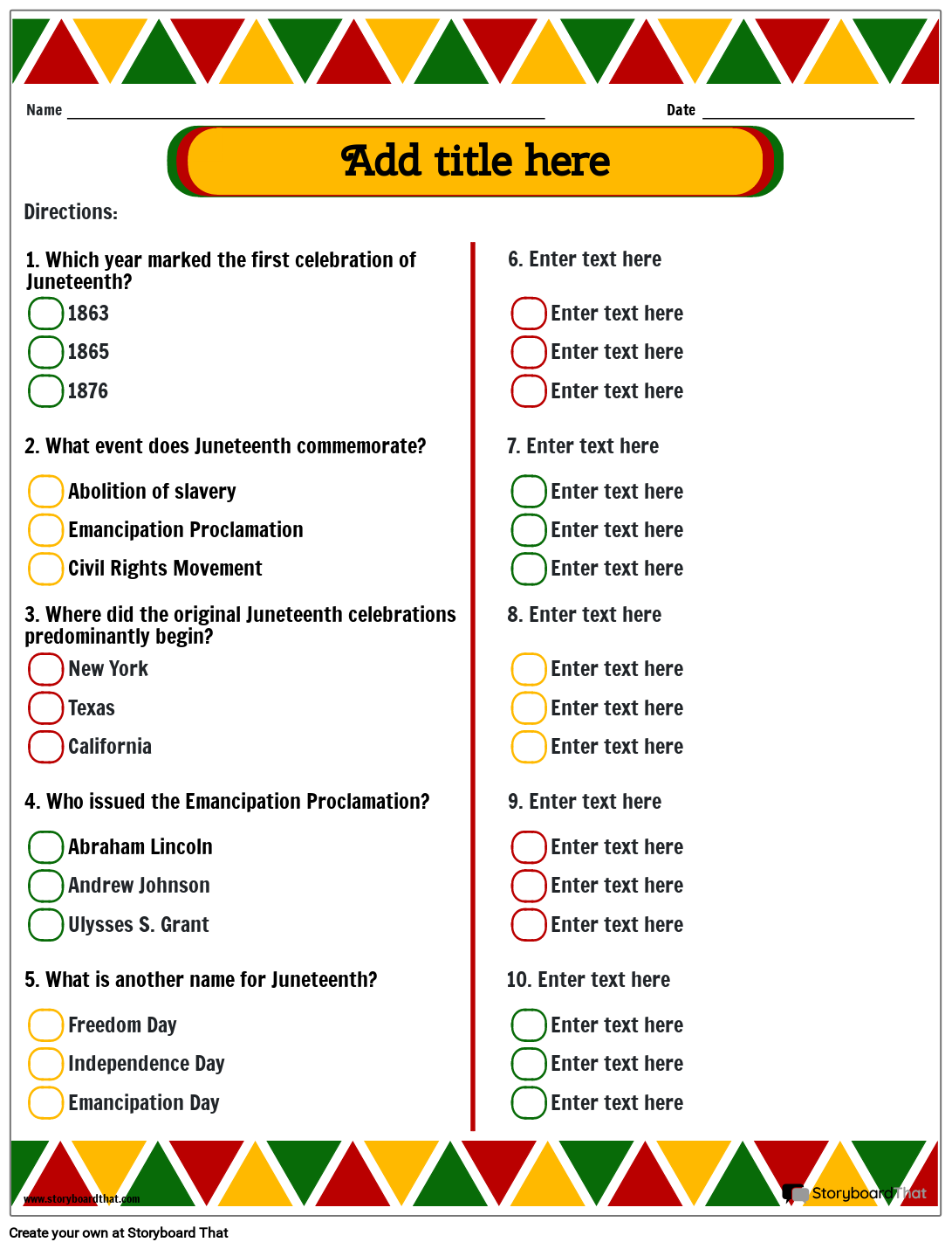 Free Juneteenth Worksheets Online StoryboardThat