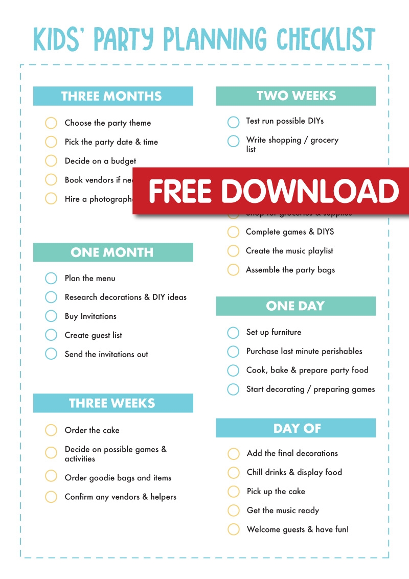 Free Printable Party Planner Checklist