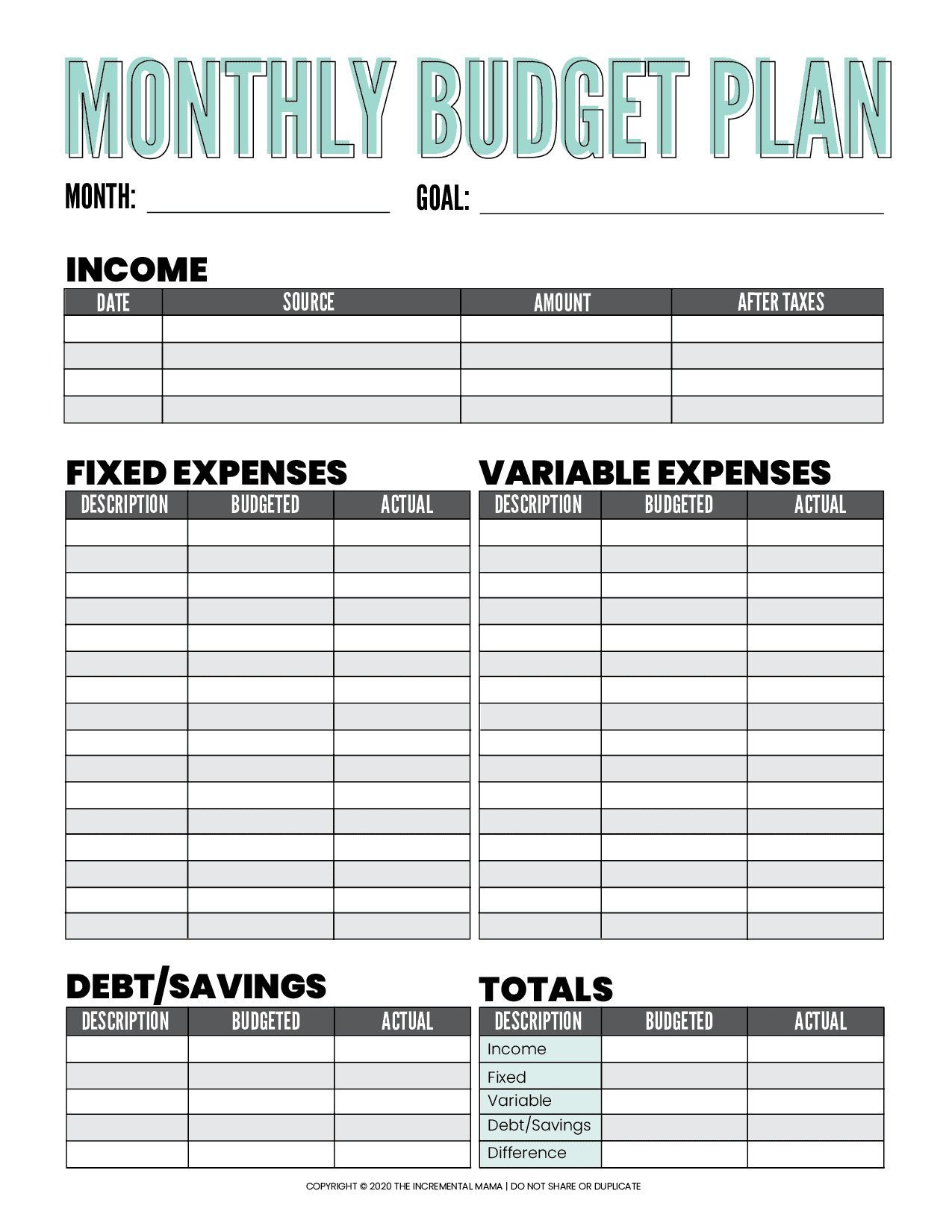Free Printable Budget Planning Worksheets
