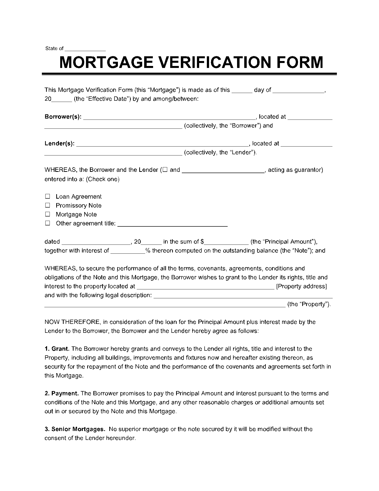 Free Mortgage Verification Form PDF CocoSign
