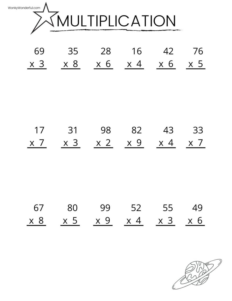 Free Printable Multiplication Drill Worksheets