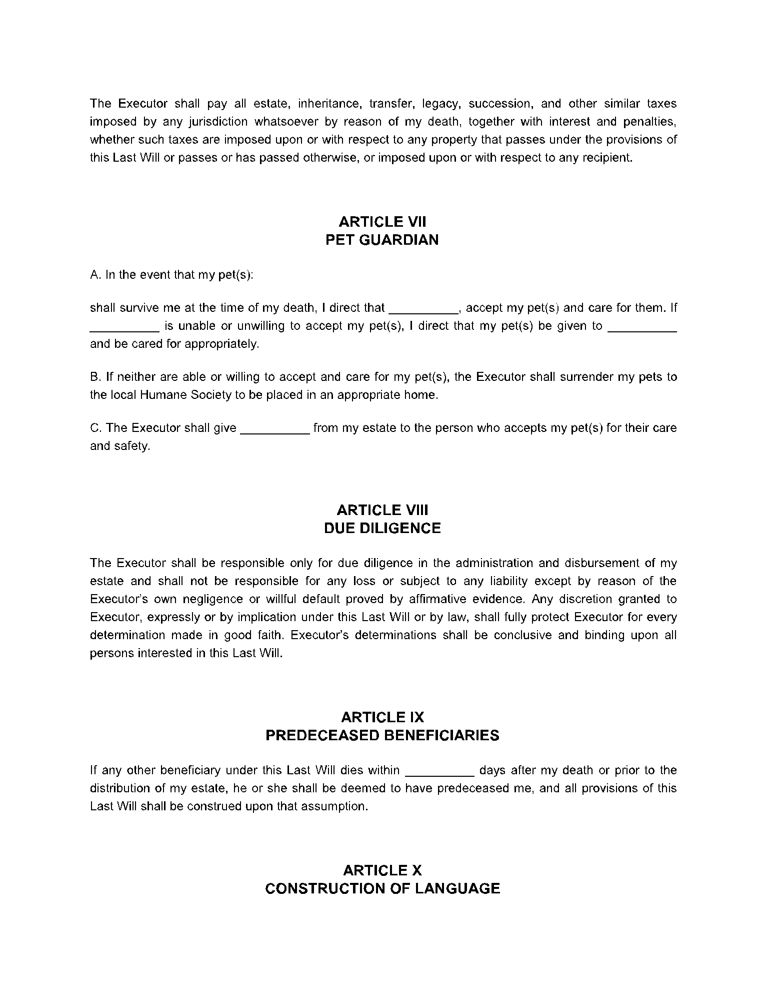 Free Ohio Last Will And Testament Form CocoSign