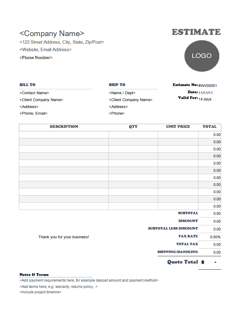 Free Painting Estimate Templates