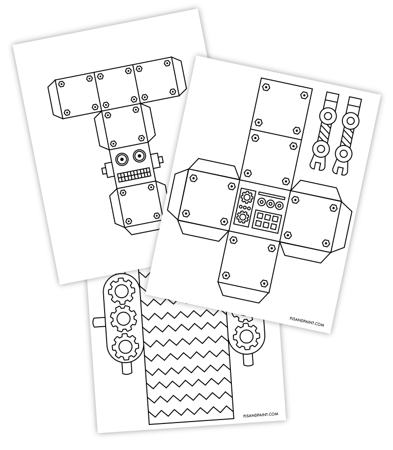 Free Printable 3D Build A Robot Craft Pjs And Paint