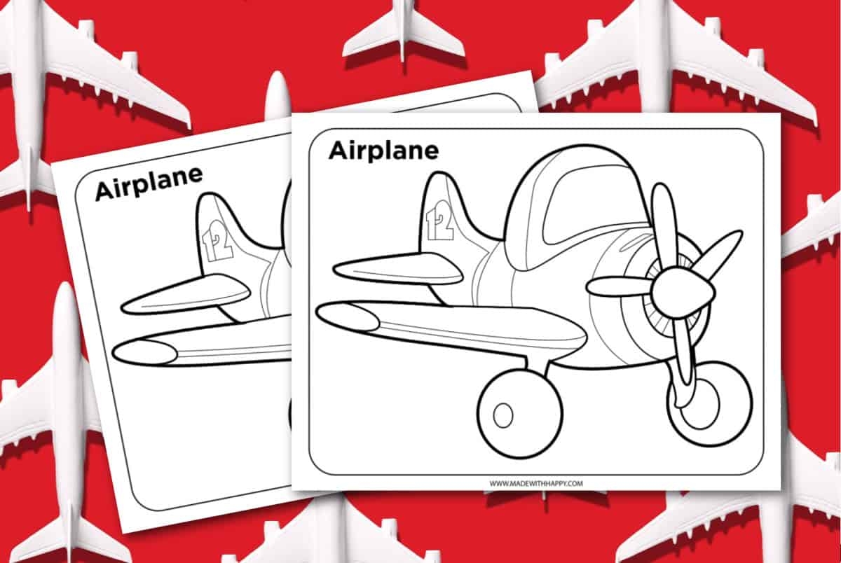 FREE Printable Airplane Coloring Page Made With HAPPY