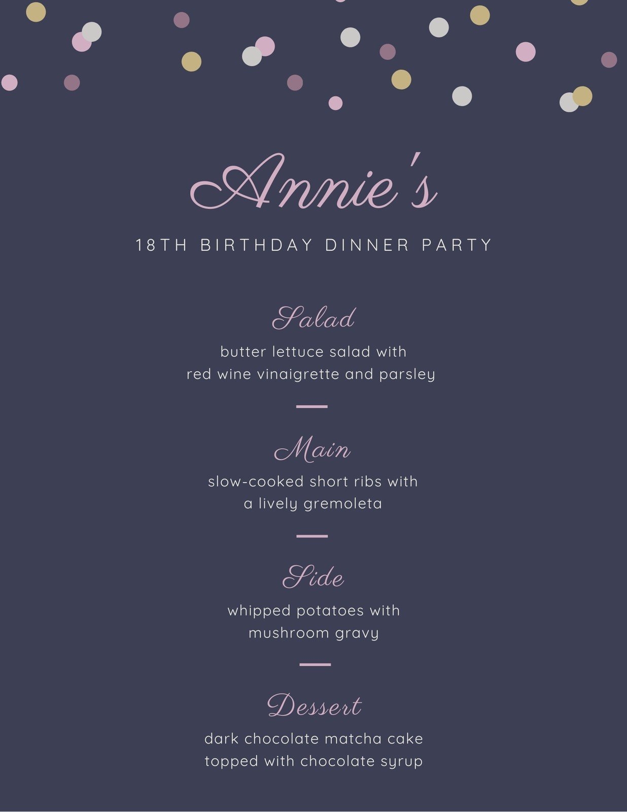 Free Printable And Customizable Dinner Party Menu Templates Canva