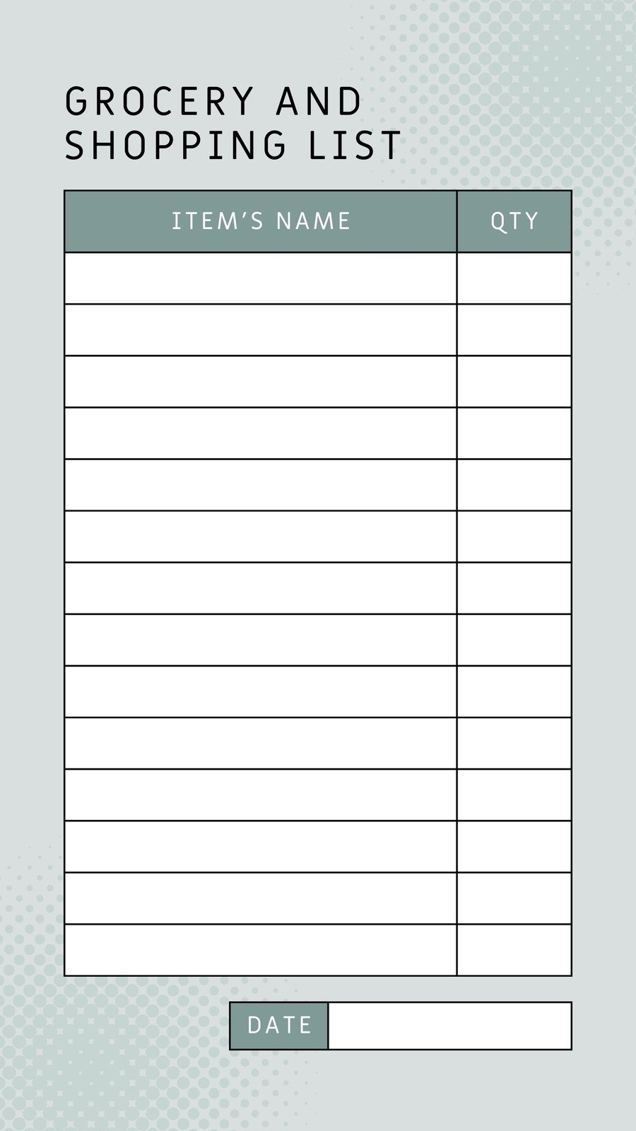 Grocery Checklist Printable Free