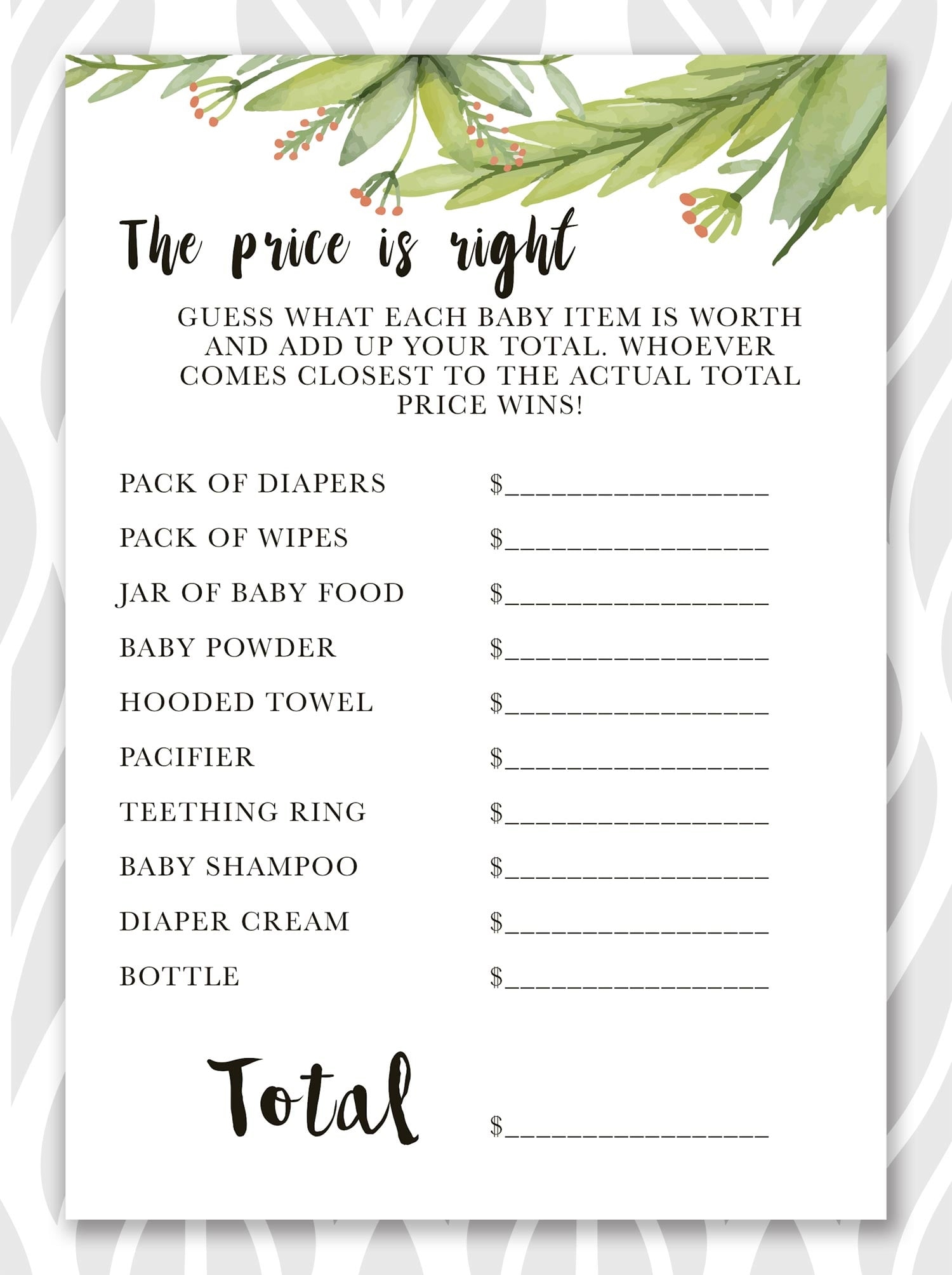 Free Printable Baby Prediction Templates