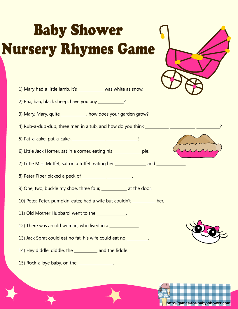 Free Printable Nursery Rhymes Lyrics