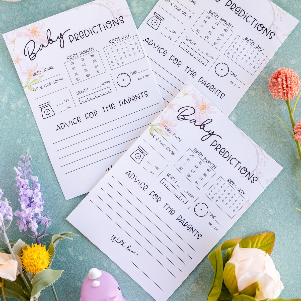 Free Printable Baby Shower Predictions Advice Cards