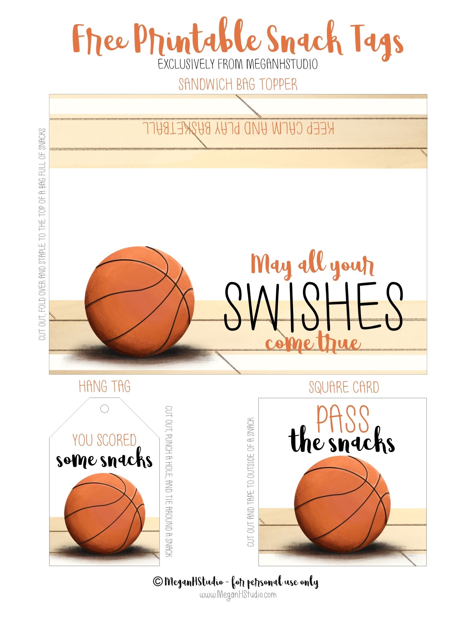 Free Printable Basketball Snack Tags MeganHStudio