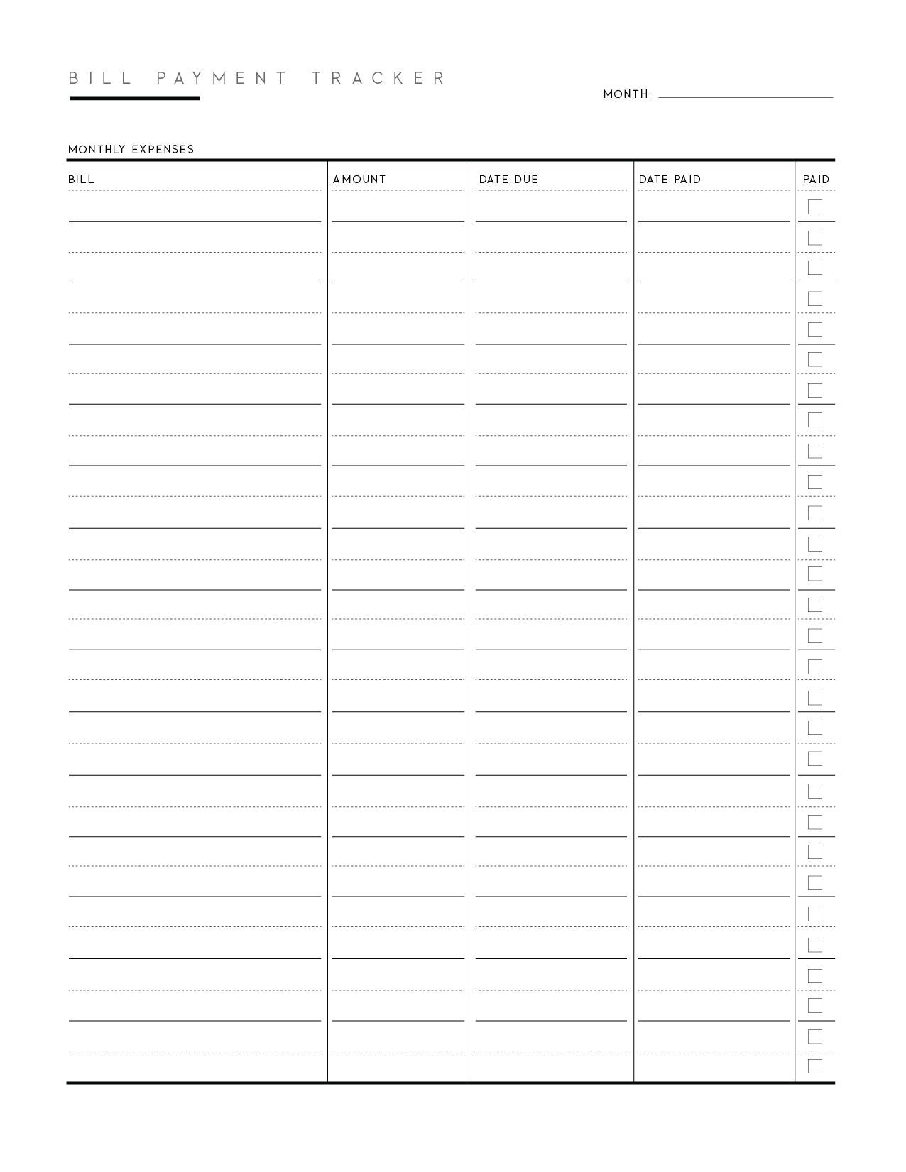 FREE Printable Bill Tracker PDF World Of Printables