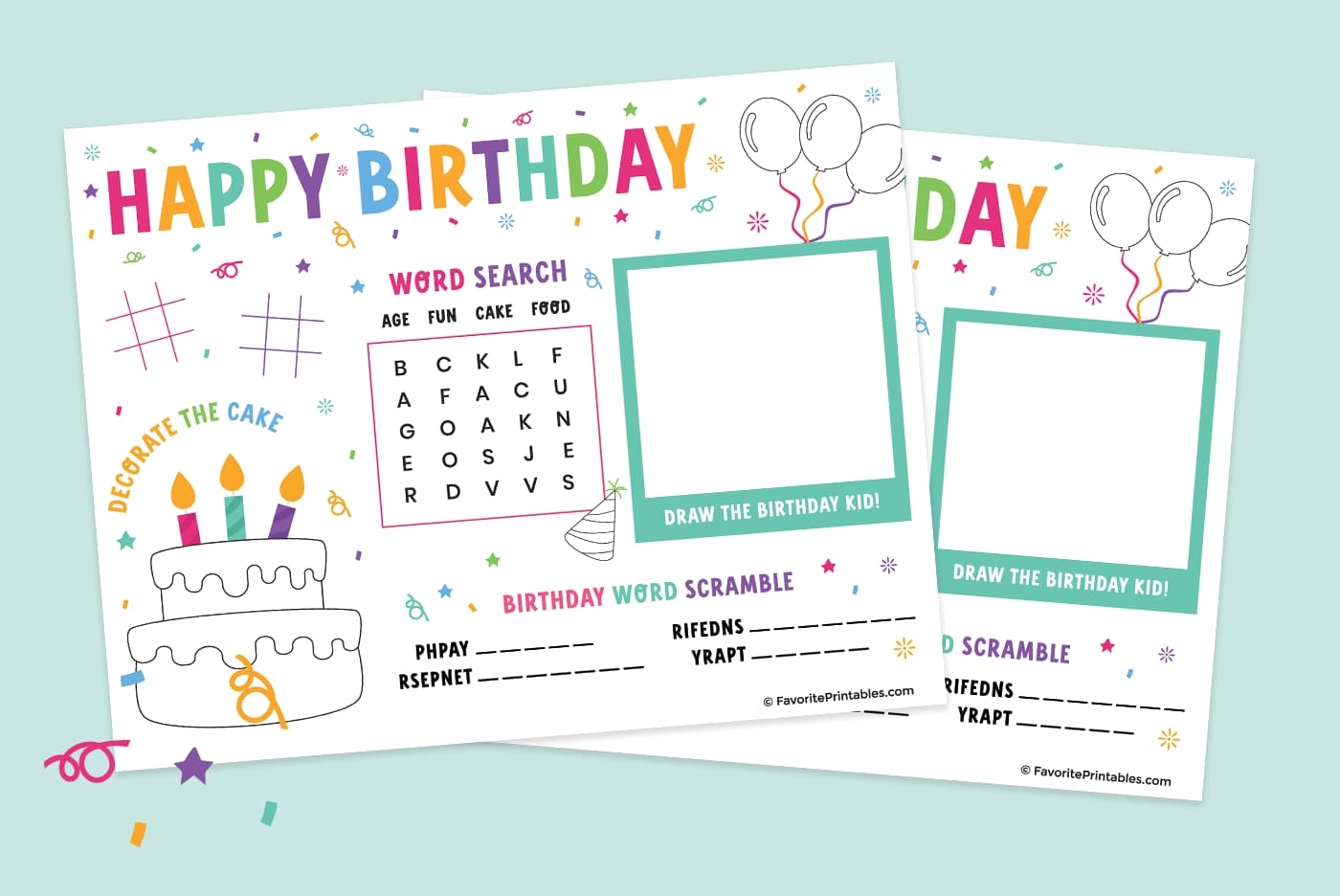 Free Printable Birthday Activity Sheet Favorite Printables
