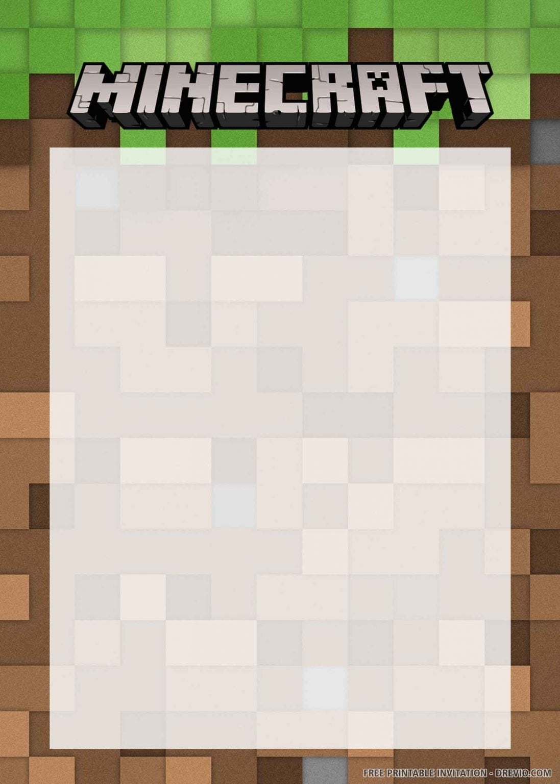 FREE PRINTABLE Cheerful Minecraft Birthday Invitation Template Drevio Free And Printable