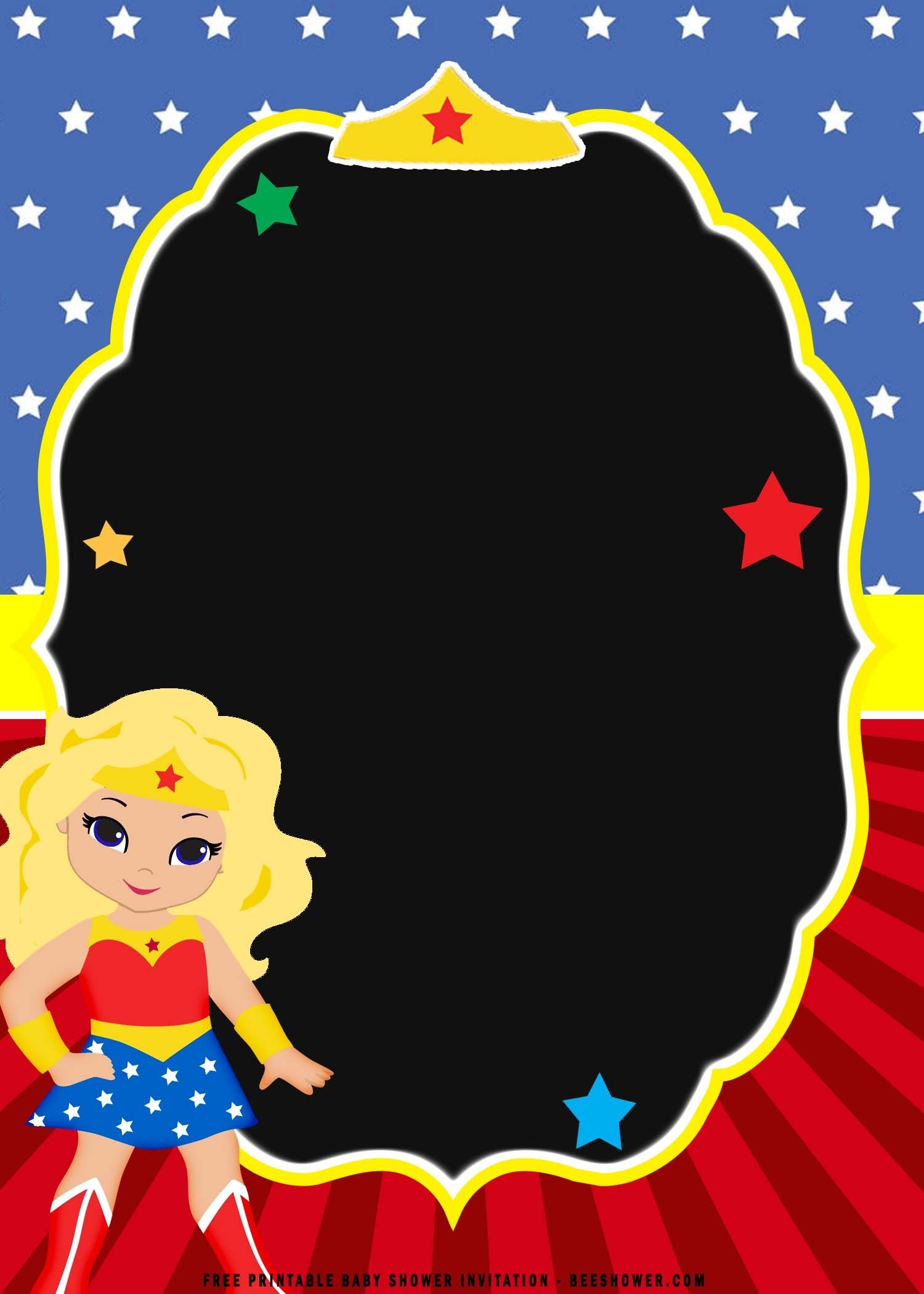 FREE Printable Chibi Wonder Woman Birthday Invitation Templates Wonder Woman Birthday Birthday Invitations Birthday Invitation Templates