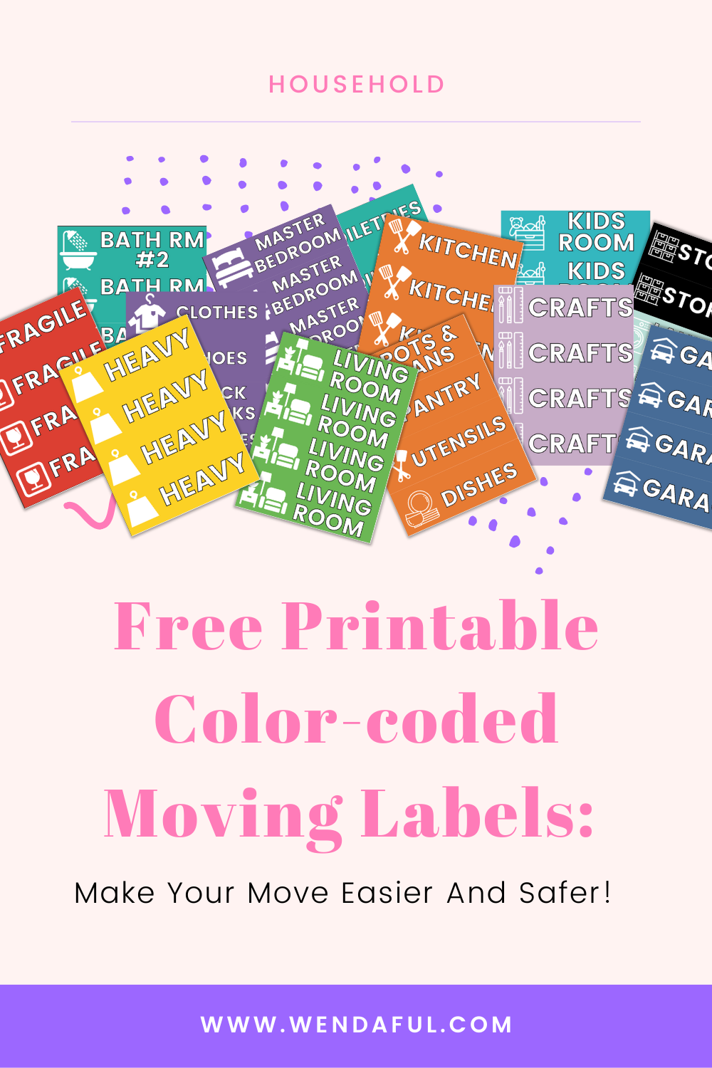 Free Printable Color coded Moving Labels Make Your Move Easier And Safer Wendaful Planning