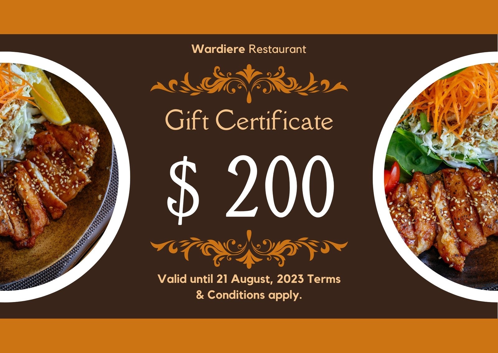 Free Printable Custom Restaurant Gift Certificate Templates Canva