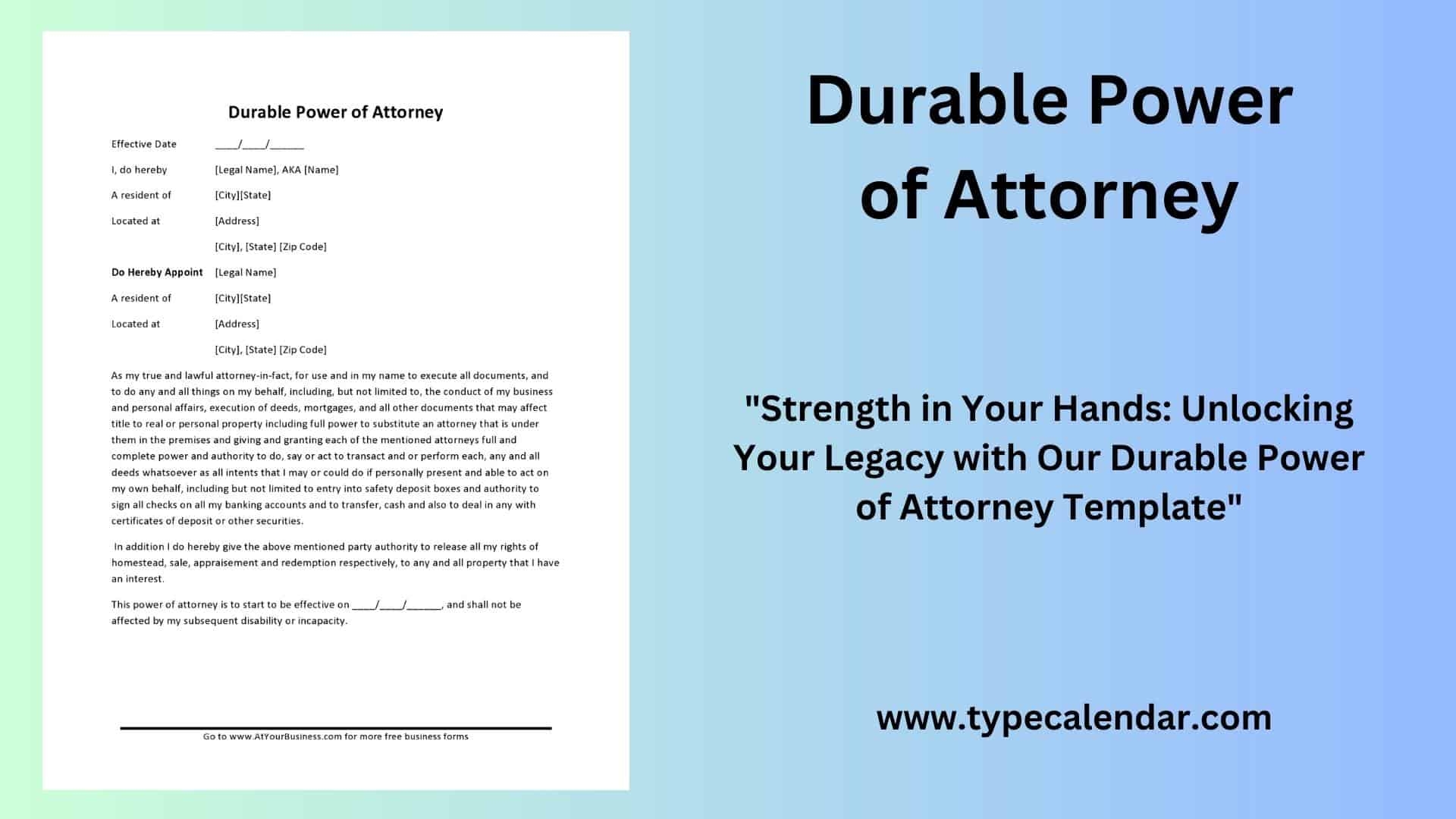 Power Of Attorney Free Printable