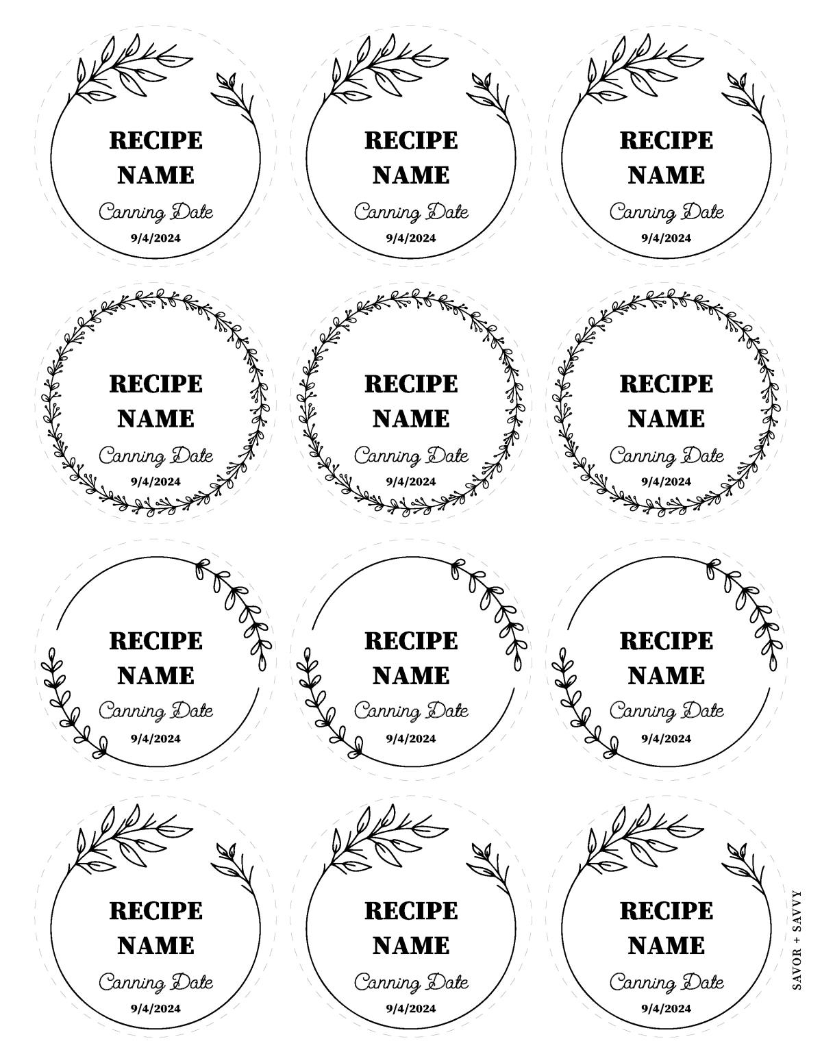 Free Printable Canning Labels