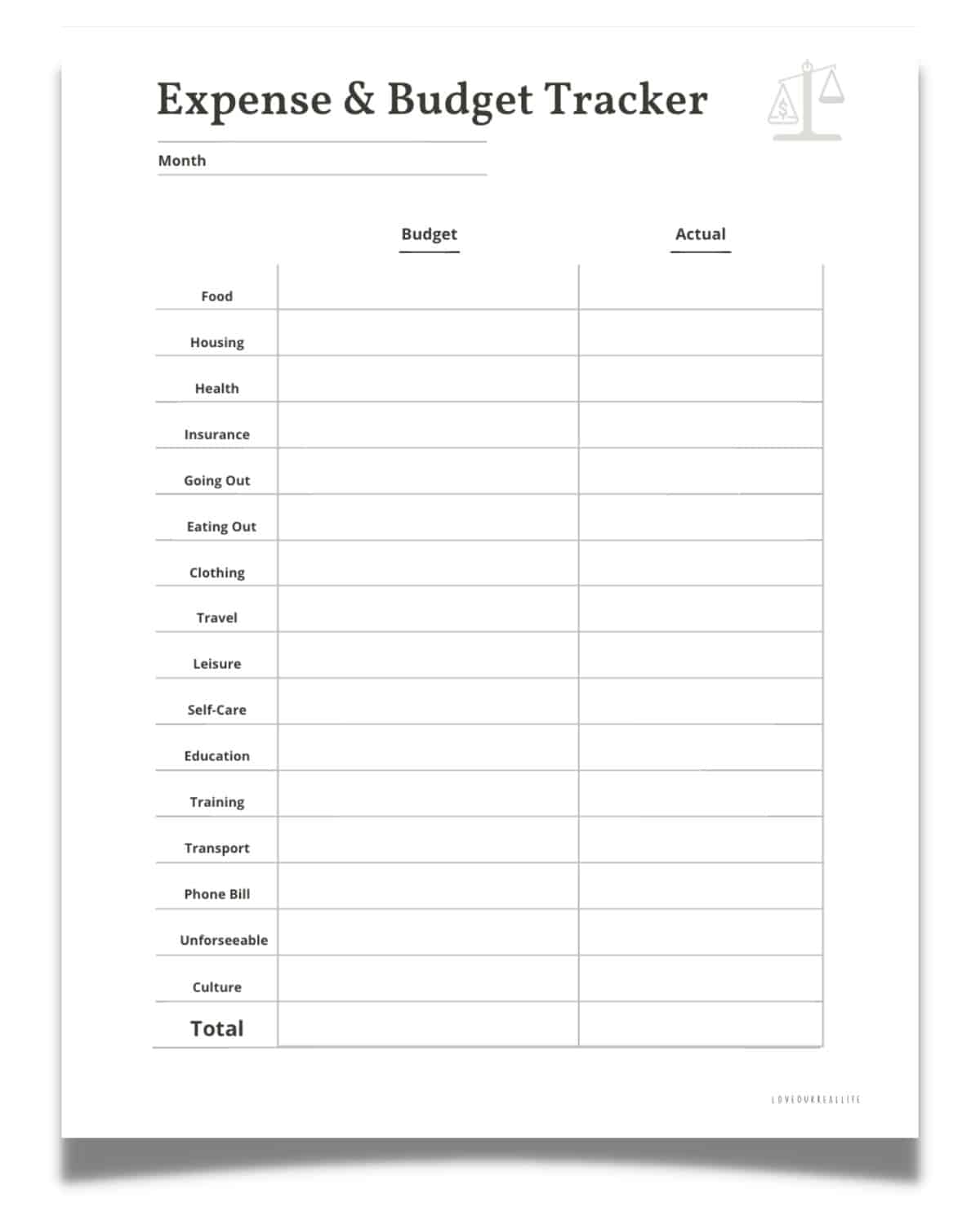 Free Printable Expense Sheets