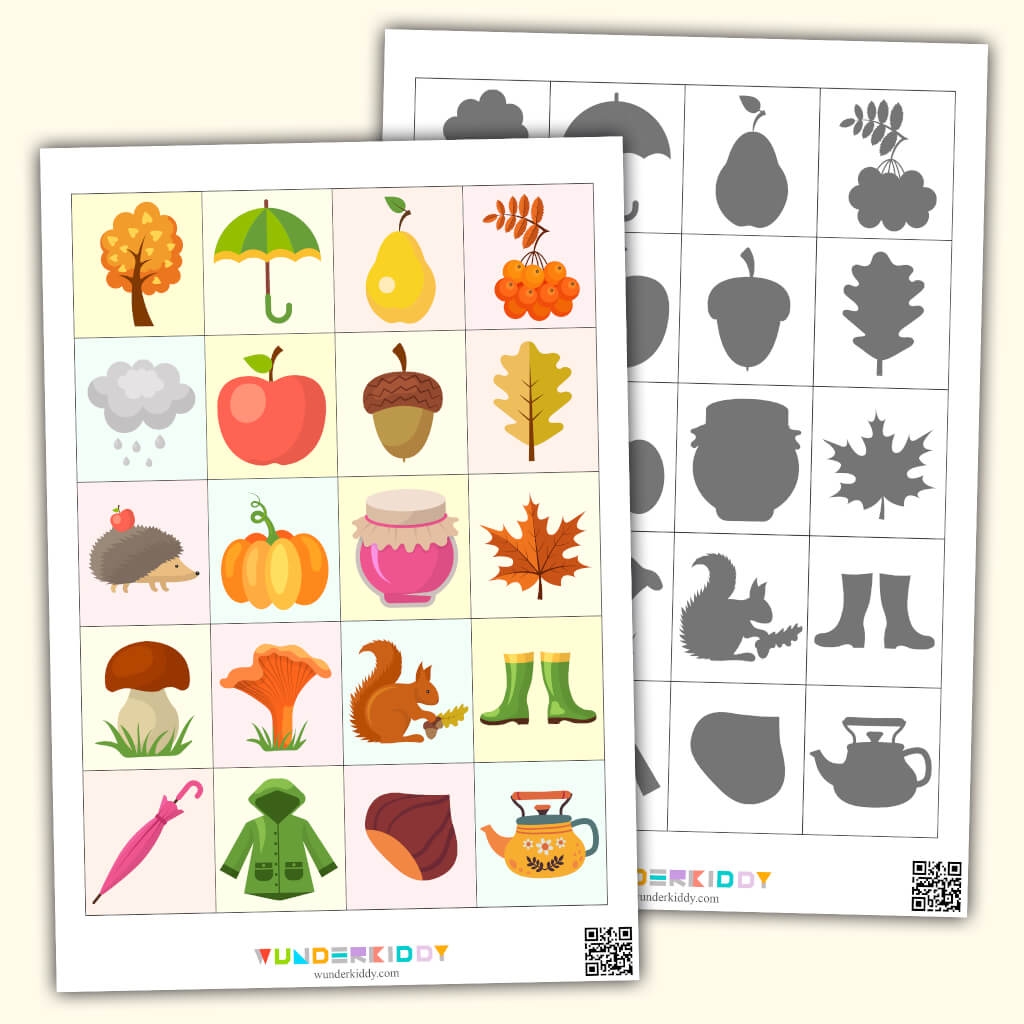 Free Printable Fall Shadow Matching Cards For Toddlers