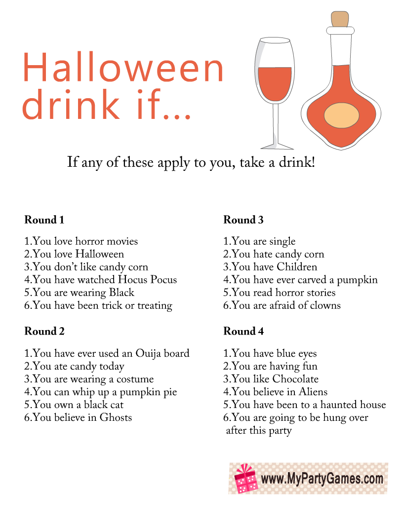 Drink If Game Free Printable