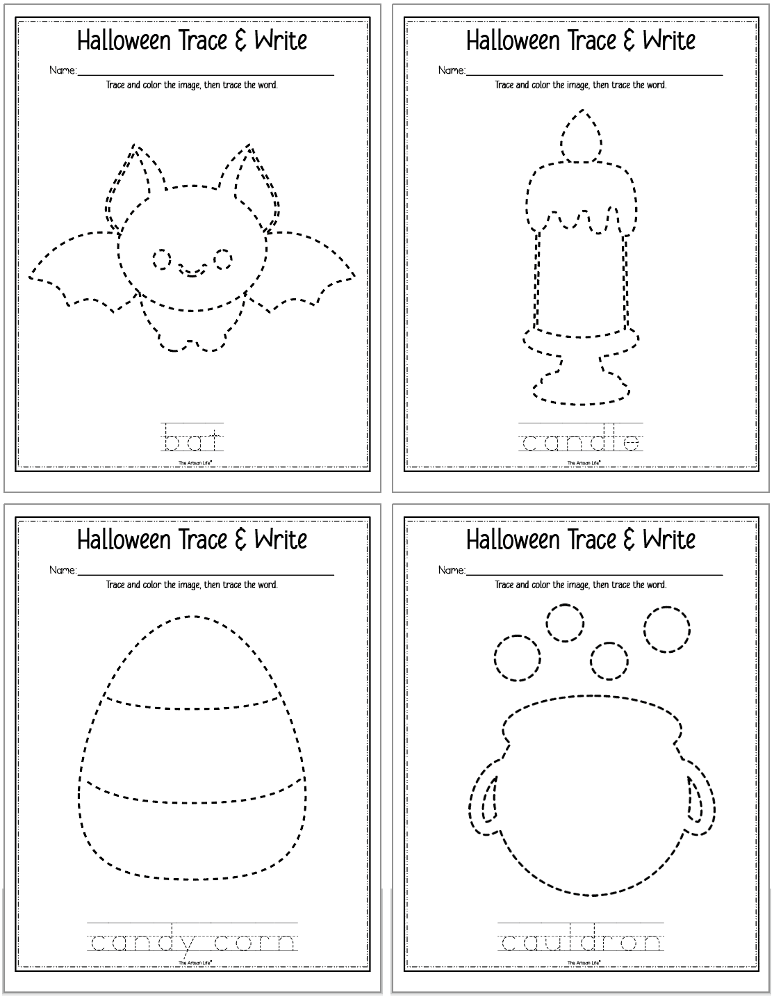 Free Printable Halloween Tracing Worksheets The Artisan Life