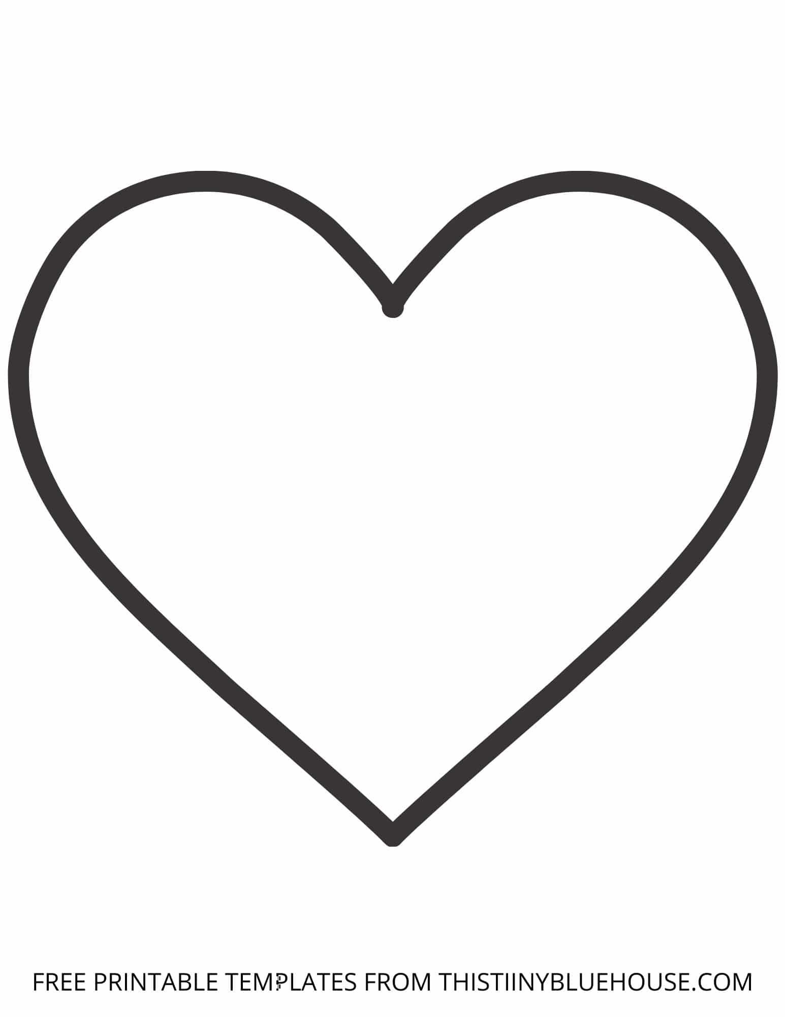 Free Printable Heart Template 6 Sizes Of Heart Outlines Small Medium Large 