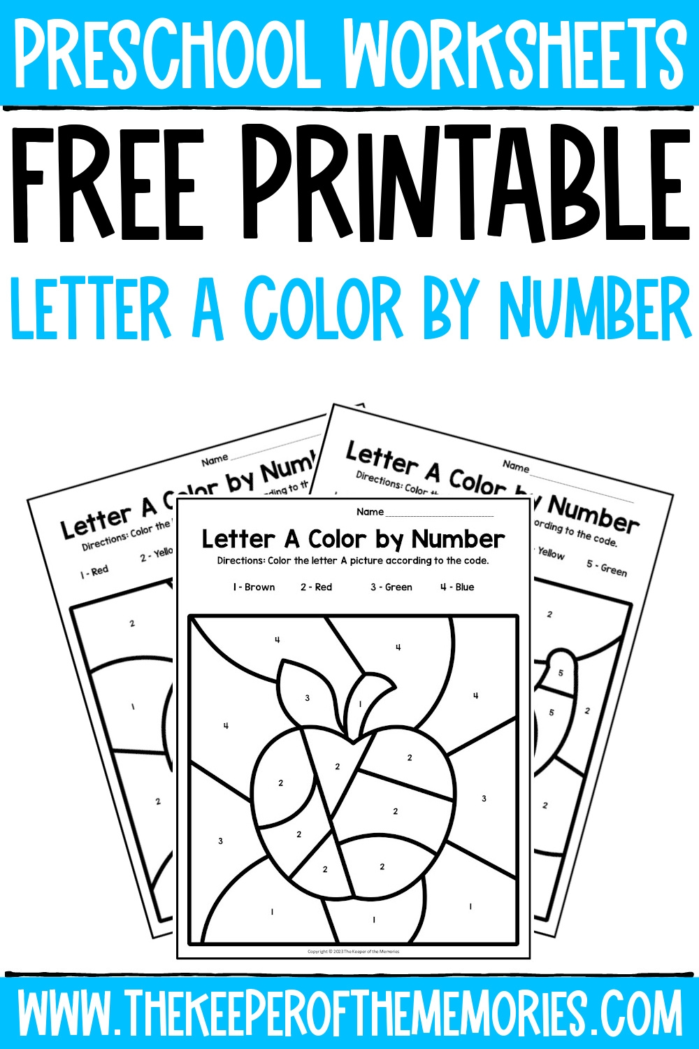 Free Printable Letter A Color By Number Worksheets