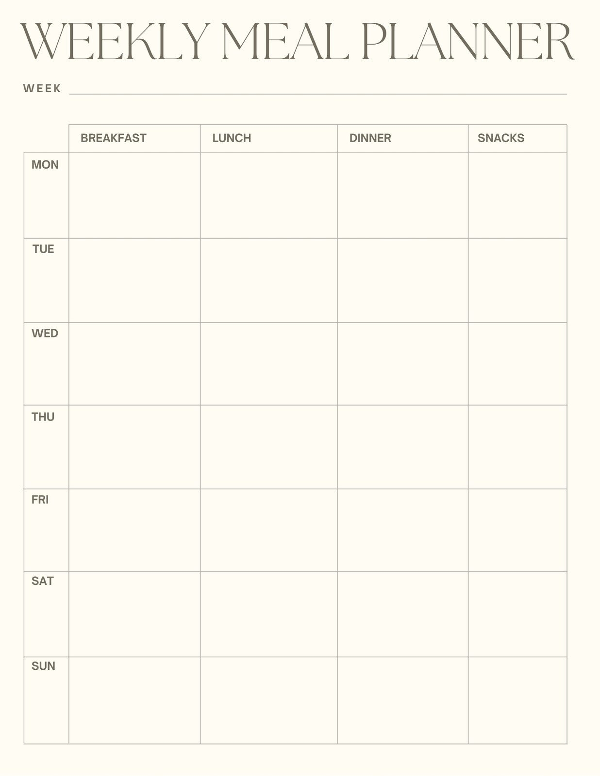 Free Printable Weekly Meal Plans