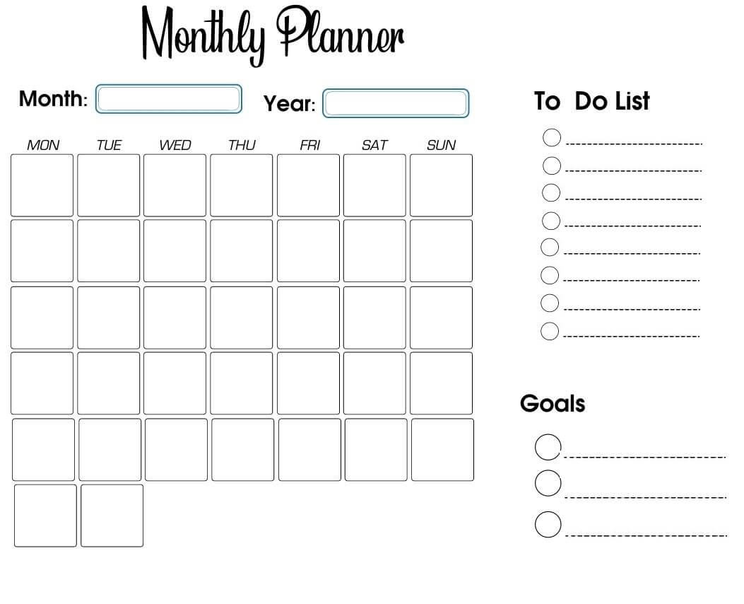 Free Monthly Planner Free Printables