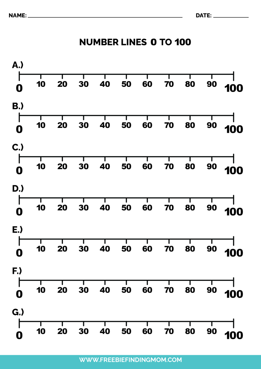 Free Number Line Printable