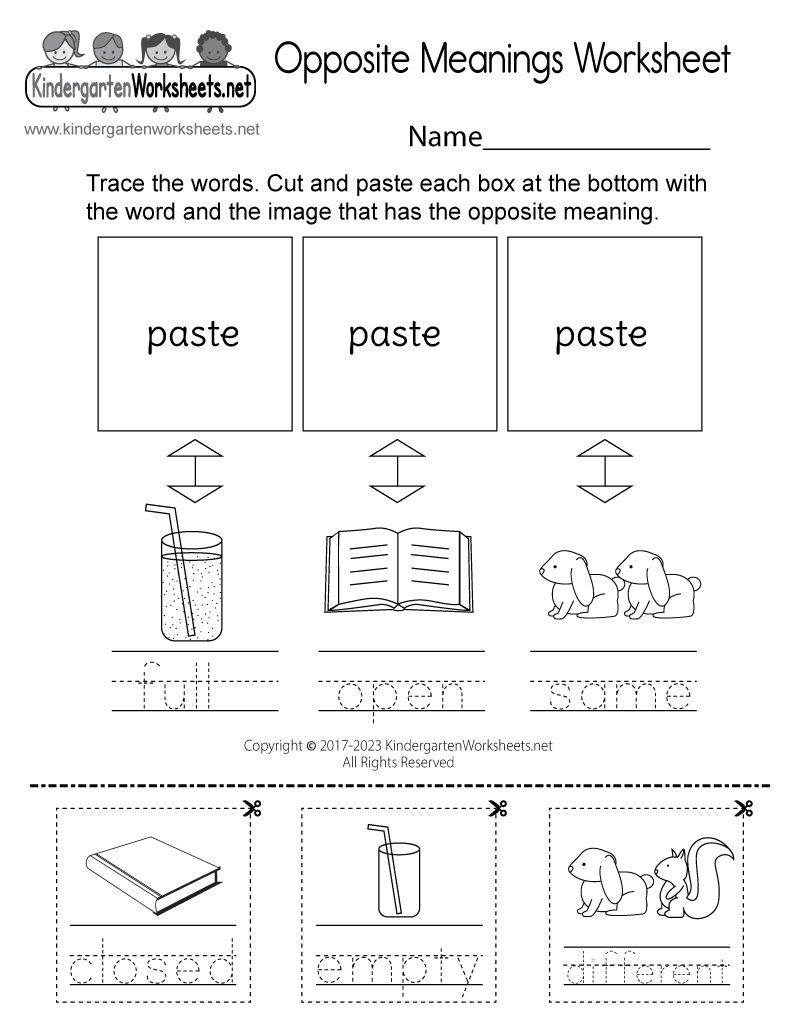 Free Printable Opposite Meanings Worksheet
