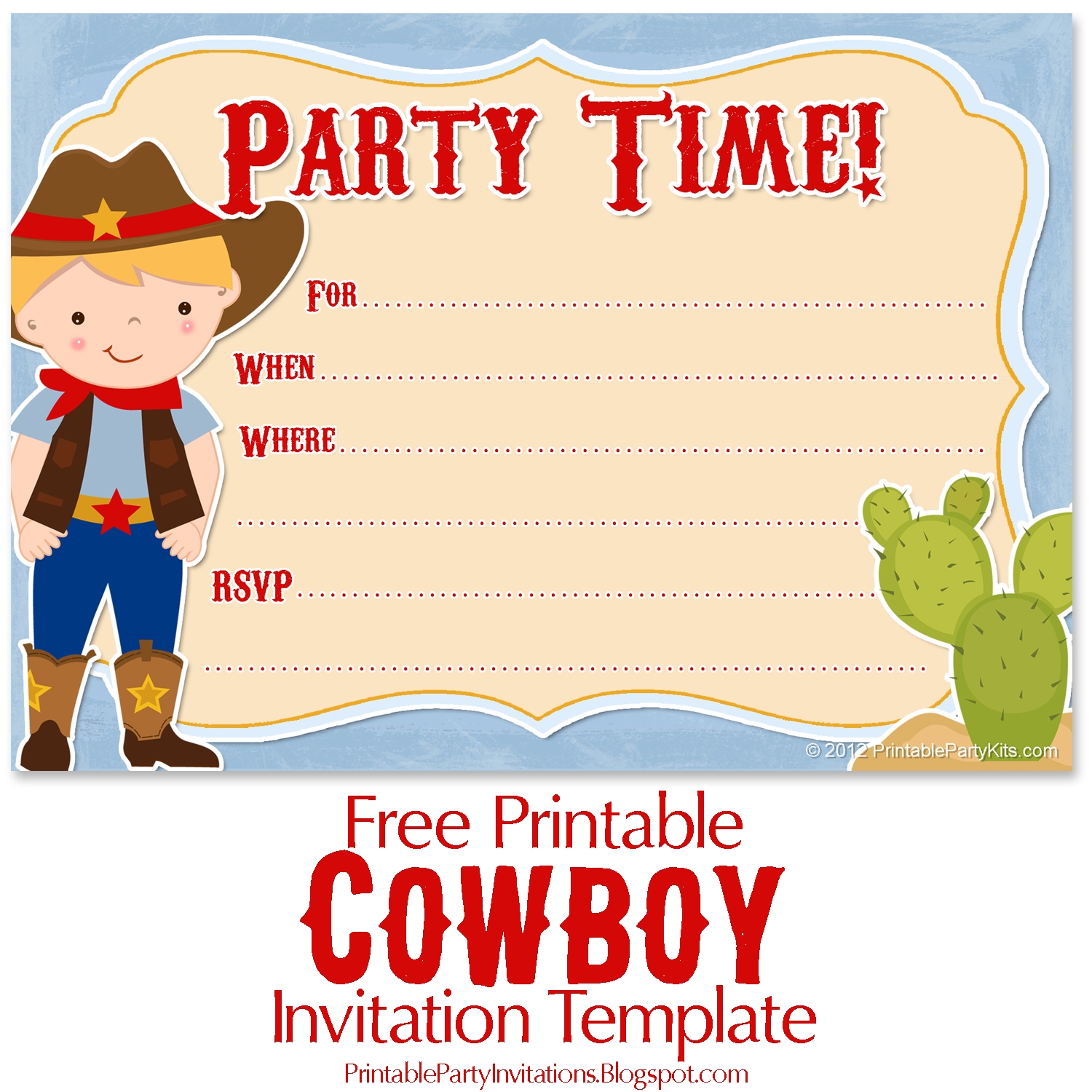 Free Printable Party Invitations Free Printable Cowboy Invites