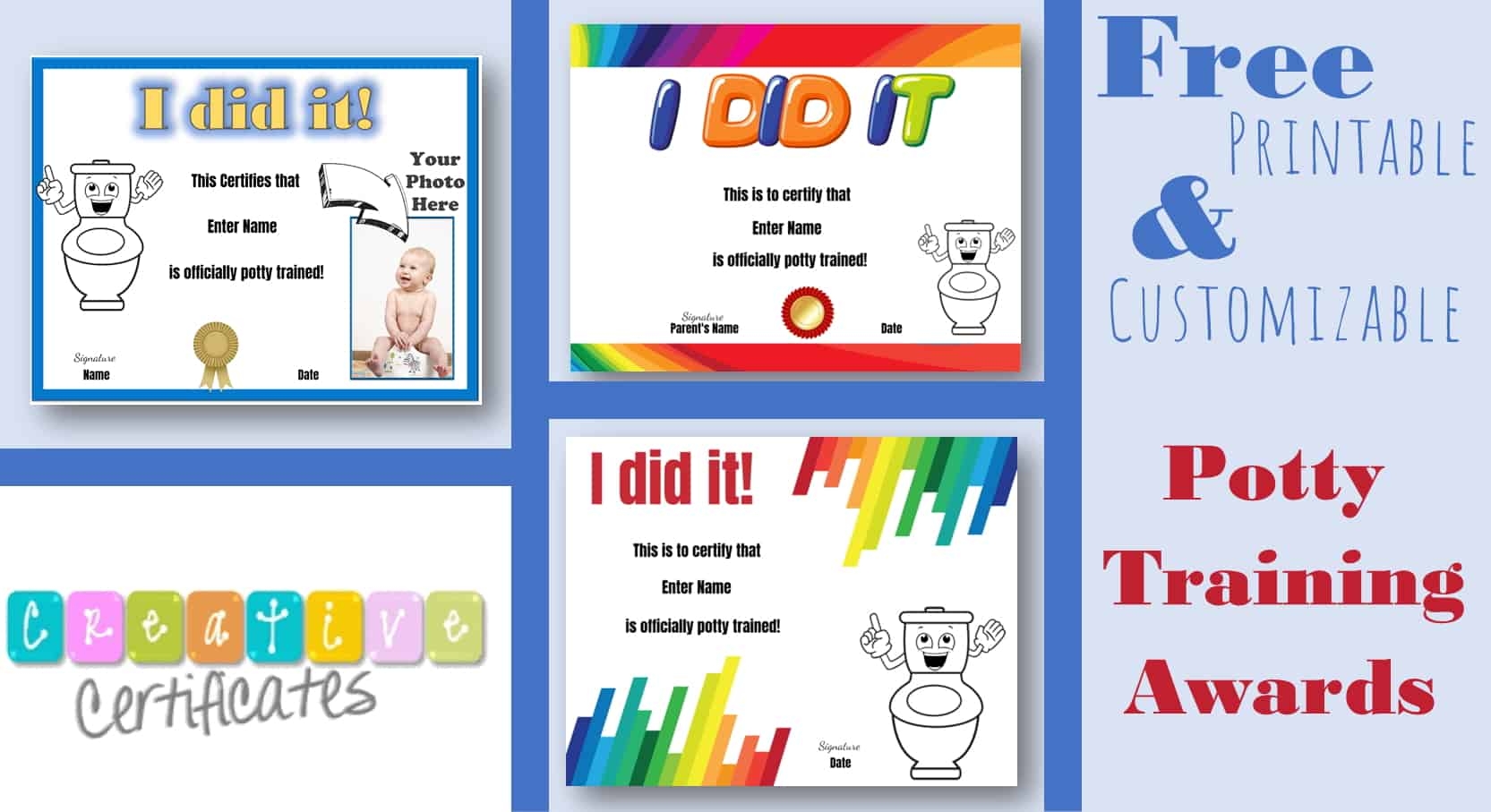 Free Printable Potty Training Award Certificates Instant Download