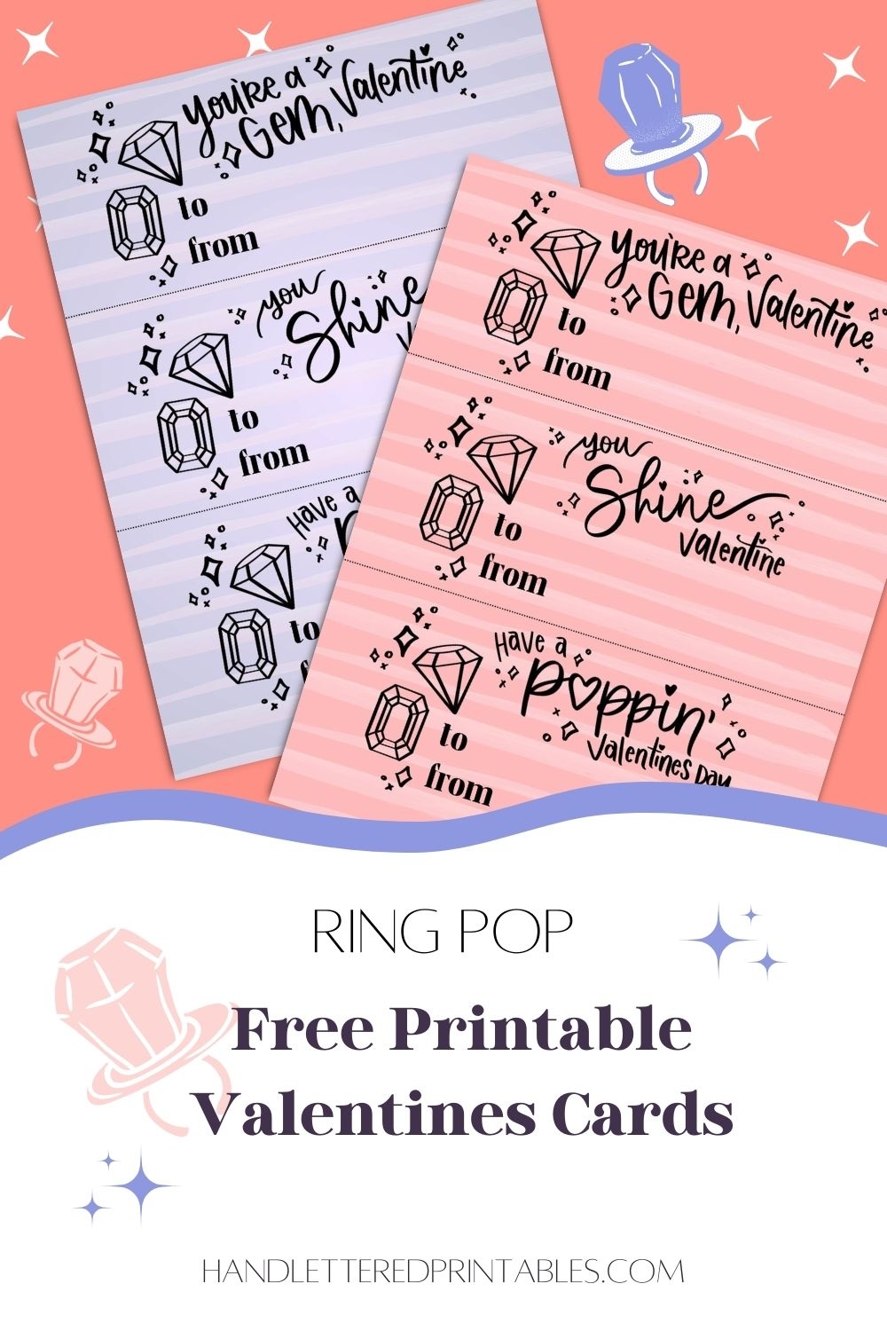 Free Printable Ring Pop Valentines Cards Or Tags Hand Lettered Printables