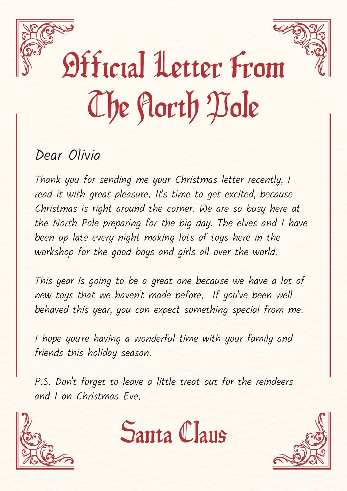 Free Printable Santa Letter Templates You Can Customize Canva