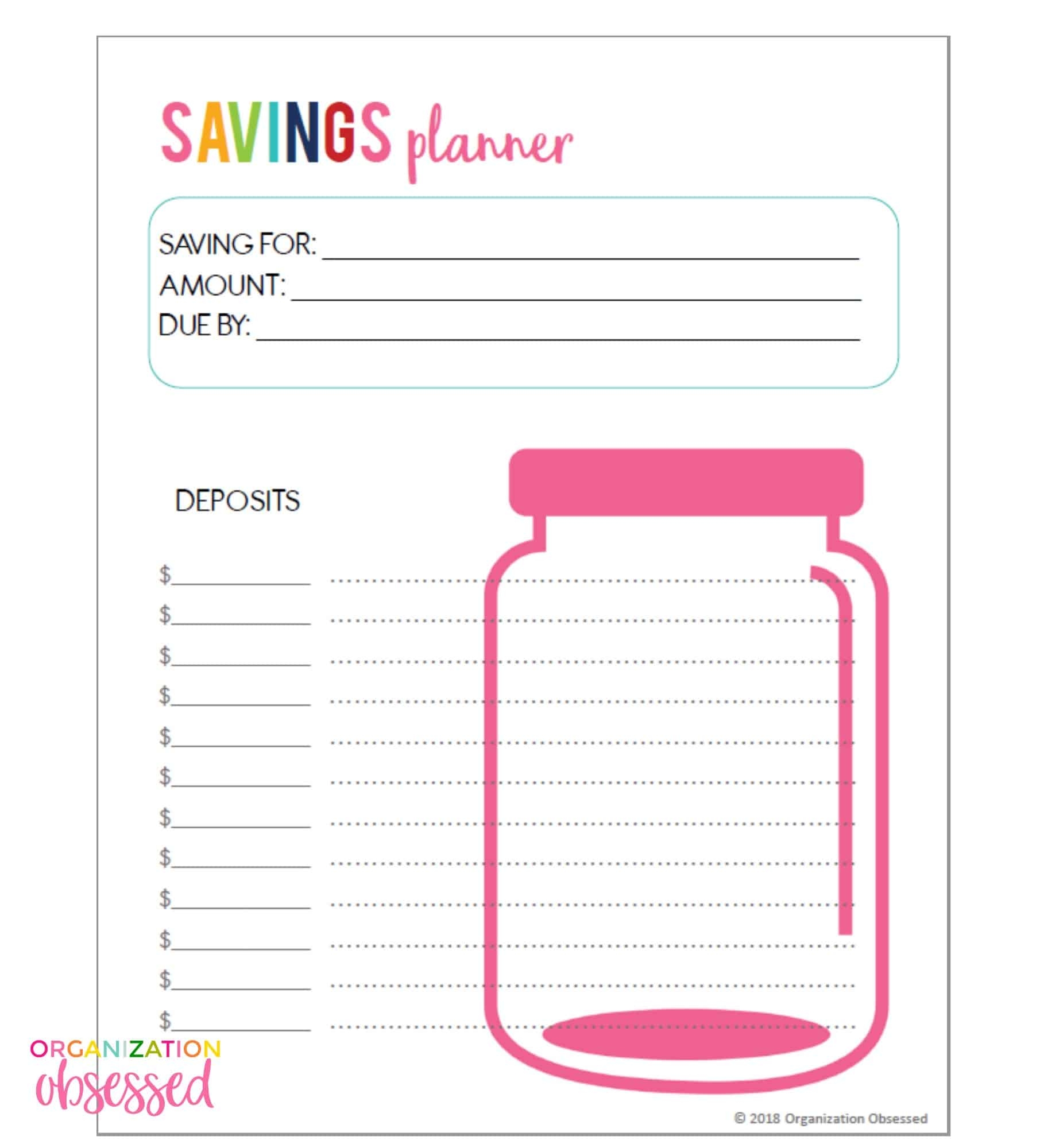 Free Printable Savings Trackers