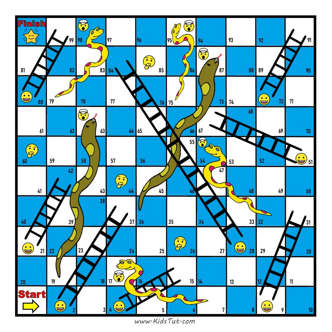 Free Printable Snake And Ladder Game Board Templates KidsTut