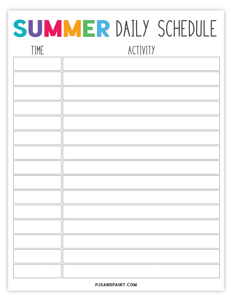 Free Printable Schedule