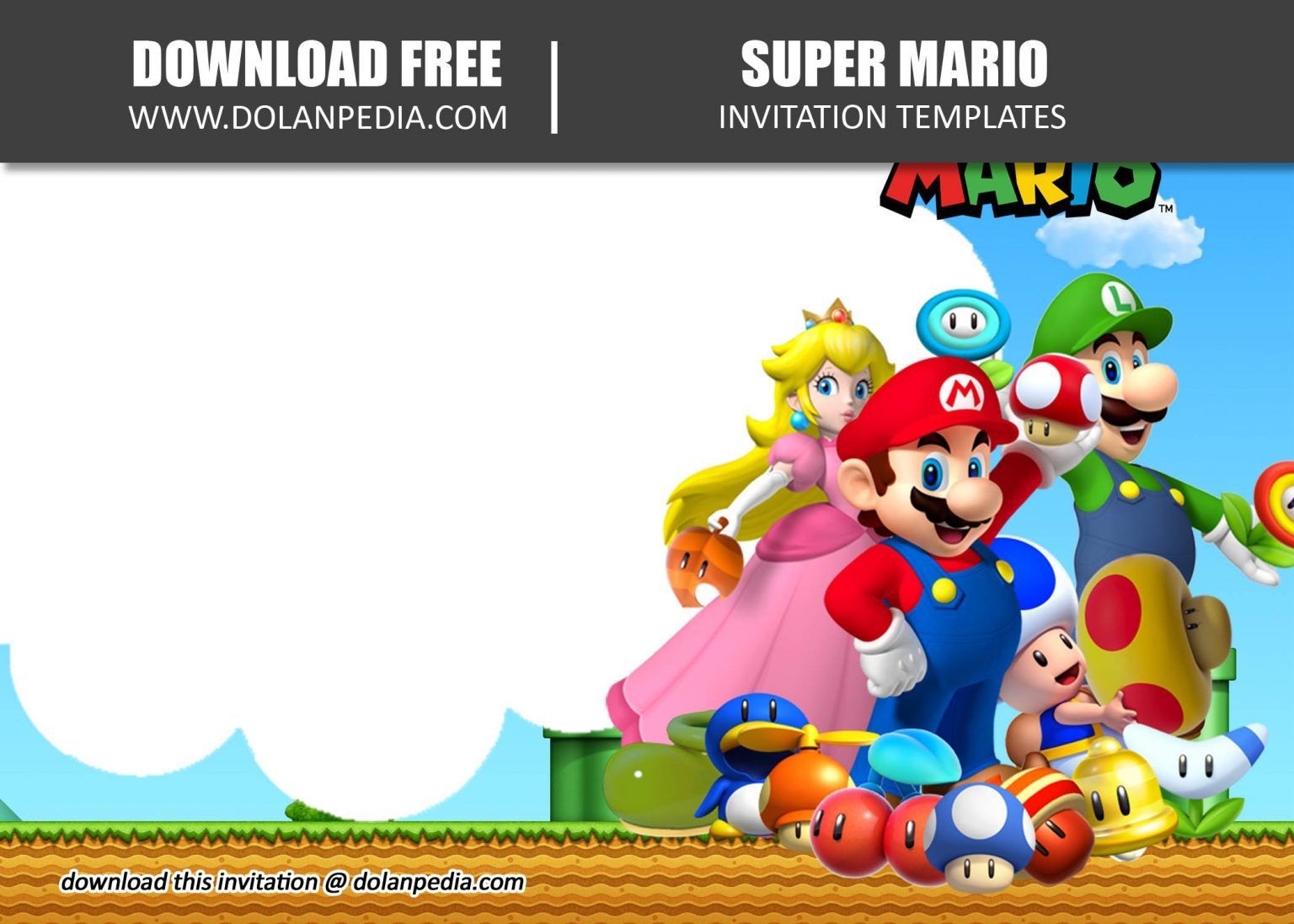 Mario Birthday Invitations Free Printable